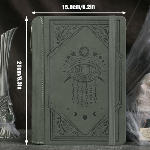 TIEFOSSI Lined Journal Notebook for Women Men, Leather Journal with Pen, A5 Evil Eye Hardcover Notebook for Work, Journaling, Travel & School, 100 GSM Thick Paper, 320 Numbered Pages, 6.2 x 8.3 in - color: Green
