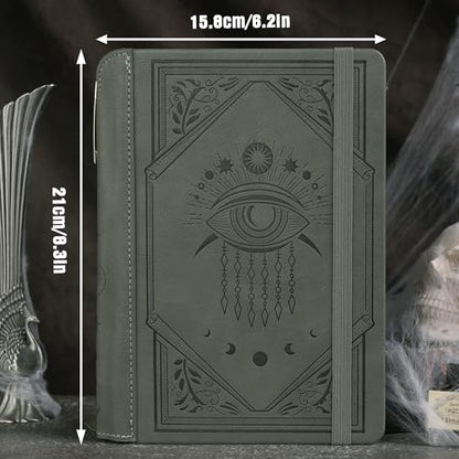 TIEFOSSI Lined Journal Notebook for Women Men, Leather Journal with Pen, A5 Evil Eye Hardcover Notebook for Work, Journaling, Travel & School, 100 GSM Thick Paper, 320 Numbered Pages, 6.2 x 8.3 in - color: Green