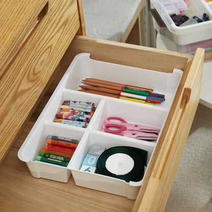 MACOPRO 17 QT Plastic Storage Box with Removable Tray, Bins with Lids, Clear Storage Container for Craft Organization, Beads, Tools, Sewing, and Playdoh, Art Supply Organizer (White, 1Pack-17QT) - size: 1Pack-17QT