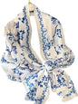 Large Shawl Scarf For Women Lightweight Wraps Silky Headscarf Long Sunscreen Scarfs - color: T8 Blue Plants / 70"x 35"