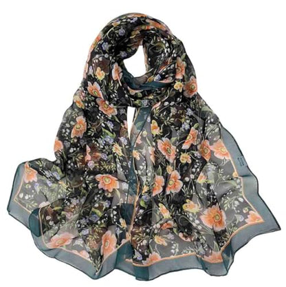 Pokeedioty Scarfs for Women Lightweight Fashion Scarves Elegant Floral Pattern Sheer Scarfs Sunscreen Shawls Wraps - color: P 066