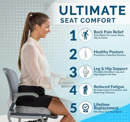 ComfiLife Premium Comfort Seat Cushion - Non-Slip Orthopedic 100% Memory Foam Coccyx Cushion for Tailbone Pain - Cushion for Office Chair Car Seat - Back Pain & Sciatica Relief (Gray)