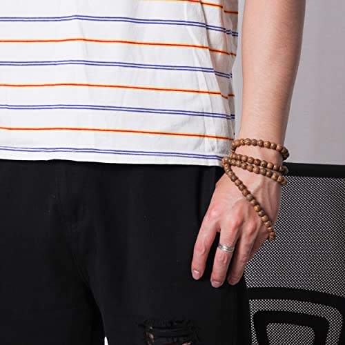 Eigso 6mm 8 mm Natural Mala Beads Wristlets for Women Men 108 Lava Rocks Healing Tibetan Prayer Bracelet Necklace for Man Woman - color: E: 8mm Wenge