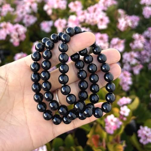 Adabele 1pc Natural Stretch Gemstone Bracelet 8mm (0.31") Bead 7" to 8.5 inch Healing Crystal Energy Quartz Chakra Jewelry Women Unisex Birthday Gift - color: Grade A Black Tourmaline, size: 7.5 inch