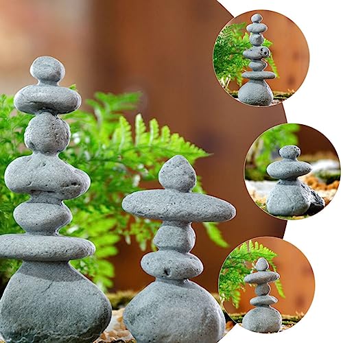 YARNOW Simulated Stacking Ornaments 3Pcs Mini Zen Garden Rocks for Aquarium Decoration Japanese Style Balanced Stones Sculpture for Outdoor Patio and Home D Cor