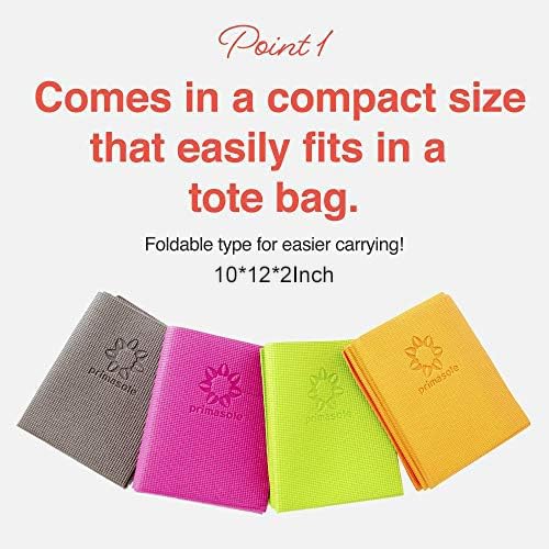 Primasole Folding Yoga Travel Pilates Mat Foldable Easy to Carry to Class Beach Park Tear resistant Travel Picnics 4mm Thick 9 Colors - color: Black