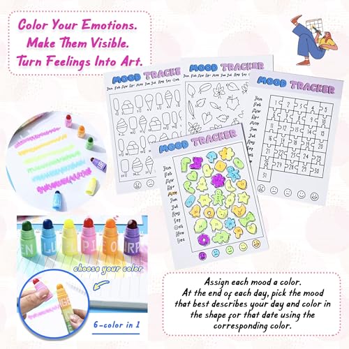 Mood Tracker Journal Set for Teen Girls & Women | 126-Day Guided Mental Health & Self-Care Planner with Daily Check-In, Weekly Reflection, Mood Charts & Mindfulness Cards | Journal Gift Kit
