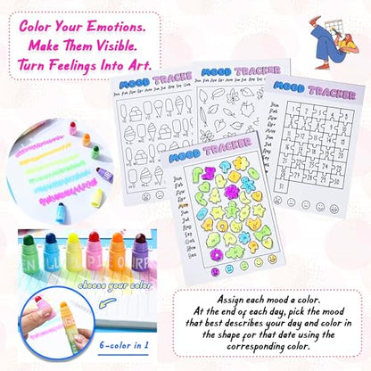 Mood Tracker Journal Set for Teen Girls & Women | 126-Day Guided Mental Health & Self-Care Planner with Daily Check-In, Weekly Reflection, Mood Charts & Mindfulness Cards | Journal Gift Kit
