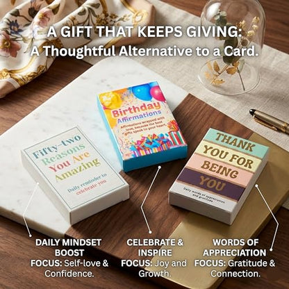 Isaac Liev 150 Affirmation Cards For Women, Appreciation quotes, Motivational and inspirational, 3-Pack Bundle, positivity gift - style: 3-PACK - Birthday, 52 Reasons & Thank You Affirmation
