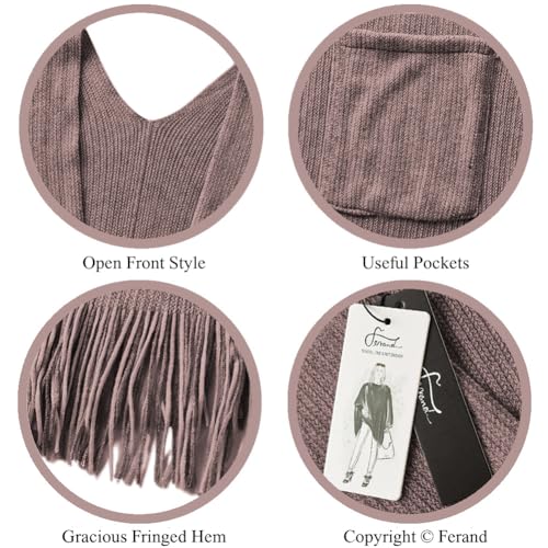 Ferand Shawl Wraps for Women, Cozy Lightweight Poncho Cape with Pockets, Warm for Fall Winter Travel - color: Light Pink