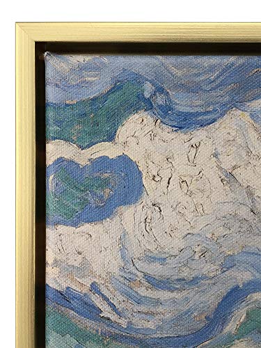 Wieco Art Framed Wall Art Canvas Prints of Wheat Field with Cypresses by Van Gogh Paintings Reproduction Abstract Artwork for Wall Decor Golden Frame - size: 16"L x 12"W