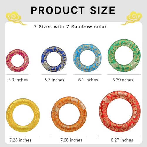 18 Pcs Singing Bowl Cushion Set for 6-12" Tibetan Singing Bowls, 7 Rainbow Silk Round Cushion, WoodMallet,128Hz Tuning Fork Kit, 7 Chakra Stones - for Meditation Sound Healing and Crystal Sound Bowls