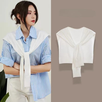 WaJuemy Sweater Shawl Wraps for Women Sweater Knitted Knotted Shawls Travel Casual Scarf Cape Shoulder Tops Fashion Wrap - color: White
