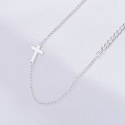 Tewiky Waterproof Gold Bracelets for Women Non Tarnish - Dainty Stack 14K Gold Plated/Sterling Silver Chain Bracelets Set Adjustable Trendy Jewelry for Women - style: silver cross bracelet