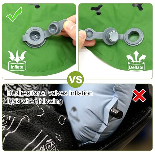 Inflatable Seat Cushion, Lightweight Stadium Seat Pad, Travel Air seat Cushion Anti-Slip for Airplane, Long Flight, Hiking, Climbing, Home and Camping,Green - color: Green