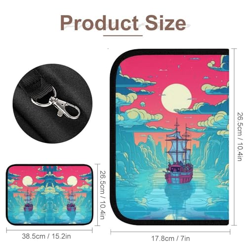Cartoon Large Boat Blue Sky Cloud Folding Storage Bag Tools Storage Carrying Case Makeup Travel Case Portable Makeup Bag Organizer