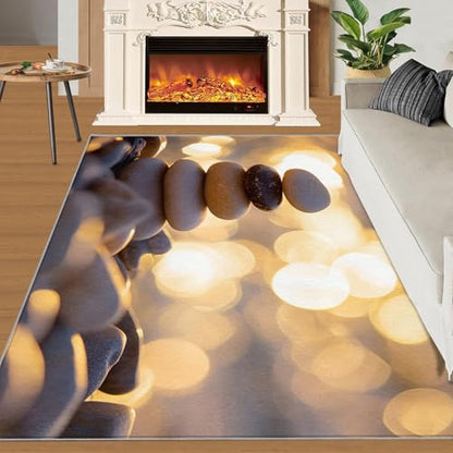 Zen Rug - 4x5 Rug, Meditation Rugs for Living Room Bedroom, Zen Stone Washable Rugs, Non Slip Classroom Carpet, Soft & Low-Pile - color: Zen#54, size: 4' x 5' (Rectangular)