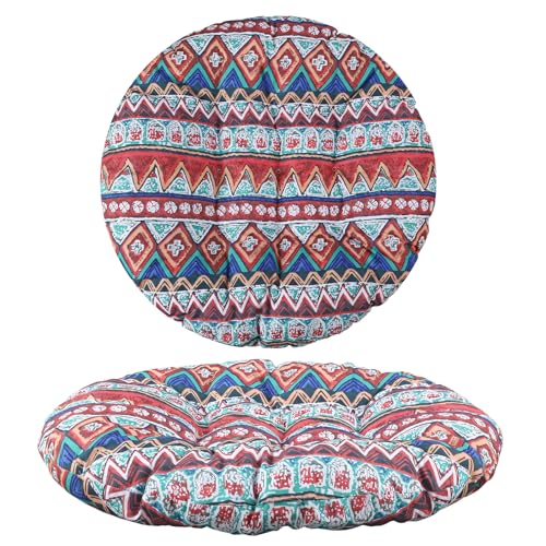 Funnymoom 35" Large Bohemian Floor Cushion Round Meditation Floor Pillow Cushion for Adults Oversized Playroom Pillows Reading Nook Big Pillow for Sitting Yoga Living Room Sofa Balcony - color: Colorful, style: Bohemian