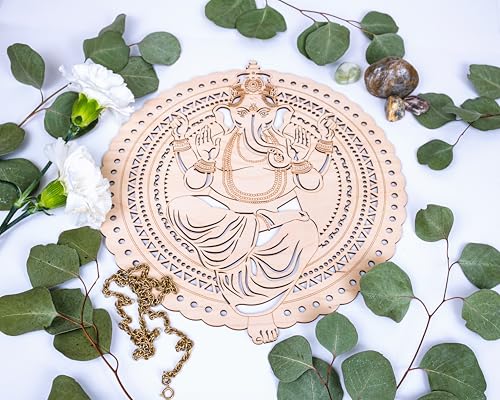 Fourth Level MFG 12” Ganesha, Hindu Wood Wall Art, Indian Wall Decor, Mantra, Meditation, Radha Krishna - color: 12" Ganesha