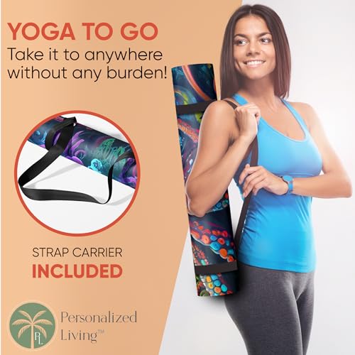 Custom Yoga Mat | Ships Next Day | Customize | Workout Mat for Men and Women | Non Slip Rubber Exercise Mat | 4mm Thick Gym Mat for Meditation, Pilates, Yoga, Gym - color: Marine Life