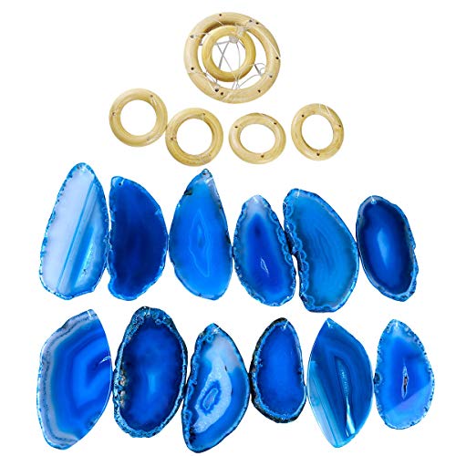 rockcloud Agate Slices Geode Wind Chime Home Garden Decoration Figurine, 20-24 inches, Blue - color: Cyan
