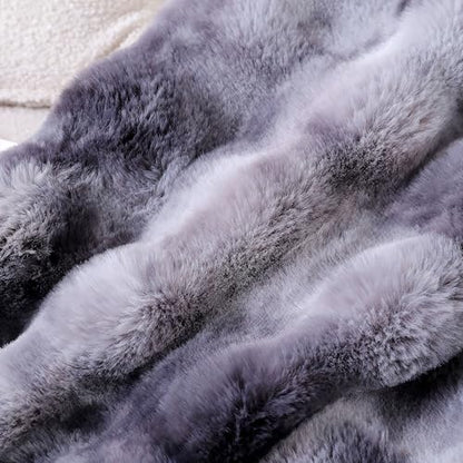 Soft Faux Fur Throw Blanket 50''x60'' Dark Grey Reversible Shaggy Blanket Plush Thick Fluffy Blankets Throws for Bed, Couch, Sofa, Office, Camping - color: E-dark Grey, size: 50''x60''