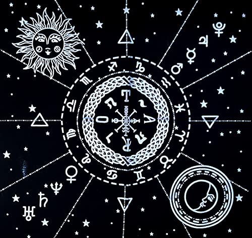 INDACORIFY Silver Celestial Constellation Altar Table Top Cloth with Fringes Alter Tarot Witchcraft Sacred Cloth 18x18 in (Silver Celestial Constellation) - color: Silver Celestial Constellation