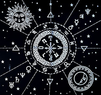 INDACORIFY Silver Celestial Constellation Altar Table Top Cloth with Fringes Alter Tarot Witchcraft Sacred Cloth 18x18 in (Silver Celestial Constellation) - color: Silver Celestial Constellation