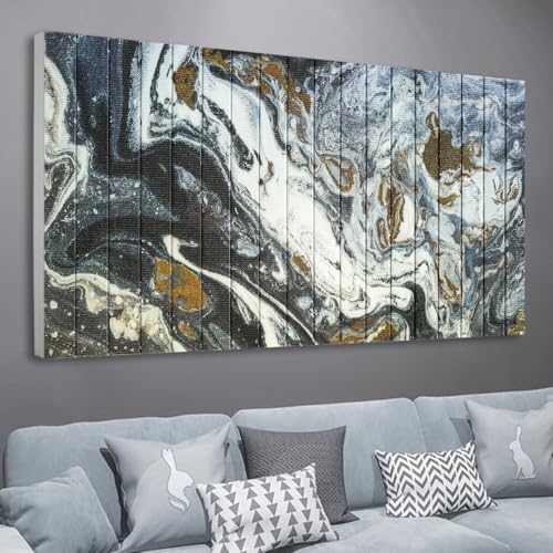 llribbons Framed Abstract Canvas Ribbon Wall Art Black White Gold Pictures Living Room Wall Decor Modern Painting Handmade 3D Woven Textured Prints Artwork for Bedroom Home Office Decoration 20" x 40" - color: Black White, size: 40"L x 20"W