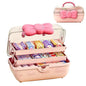 Cute Girls Hair Accessories Storage Box Bow Switch Organizer Box Jewelry Box, Plastic Hair Ties Holder Hair Clips Container Storage Box for Home, School, Office(Pink)