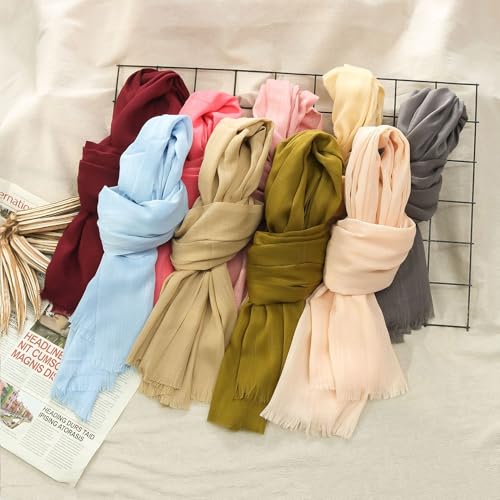Women's Cotton Scarves Lady Light Soft Fashion Solid Scarf Wrap Shawl - color: Baolan