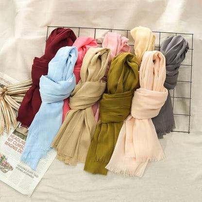 Women's Cotton Scarves Lady Light Soft Fashion Solid Scarf Wrap Shawl - color: Baolan