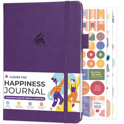 Clever Fox Happiness Notebook – Daily Positivity Journal for Women with Prompts & Positive Quotes – Affirmation & Self Esteem Gifts (Purple) - color: Purple