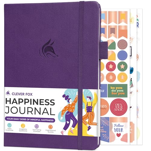 Clever Fox Happiness Notebook – Daily Positivity Journal for Women with Prompts & Positive Quotes – Affirmation & Self Esteem Gifts (Purple) - color: Purple