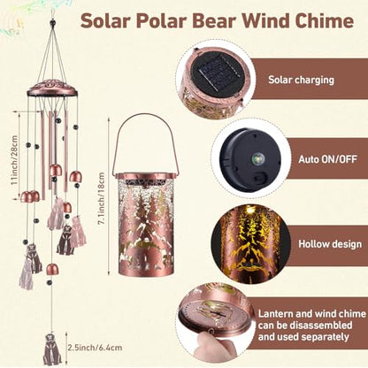 Retisee Bear Design Solar Wind Chimes Outdoor Metal Bear Gifts Solar Light Windchimes Outside Indoors Christmas Decoration Birthday Gift for Home Lawn Porch Patio Garden Yard - style: Bear