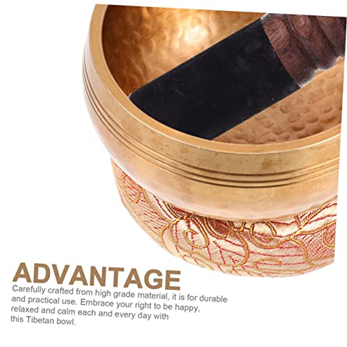 BESPORTBLE 1 Set Buddhism Supply Meditation Sound Bowl with Cushion Mallet Chanting Bowl for Yoga Relaxation Home Decor Prayers