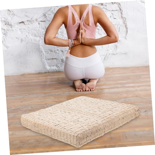 Happyyami 1pc Handmade Woven Meditation Cushion Decorative Yoga Mat Straw Mat for Home Use Thick for Meditation Floor Seating and Home