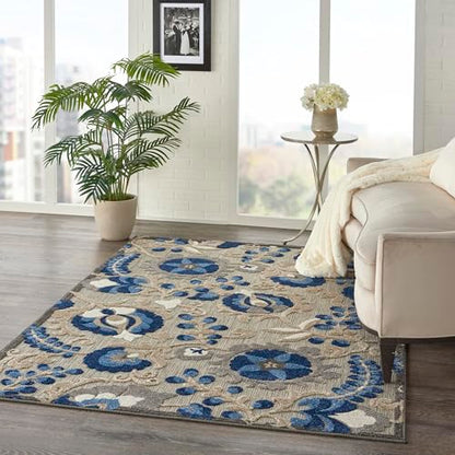 Nourison Home Aloha Natural Blue 6' x 9' Area Rug - Easy Clean, Non Shedding, Bed Room, Living Room, Dining Room, Kitchen (6' x 9') - color: Natural Blue, size: 6' x 9' (Rectangular)