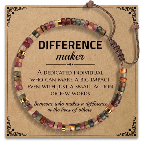Thank You Gifts for Women: Teacher Appreciation Office Gifts for Coworkers Employee Boss Lady Manager Colleague Natural Stone Bracelet - color: RED-MAKER