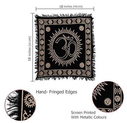 Indian Consigners Tarot Spread Altar Cloth AUM Tablecloth Pooja Poojan Wall Decor (Black Gold OM) - color: Black Gold Om