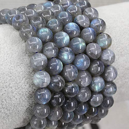 Keleny Gem Semi Precious Gemstones 8mm Round Beads Crystal Stretch Bracelets 7 Inch Unisex - color: Grey Labradorite