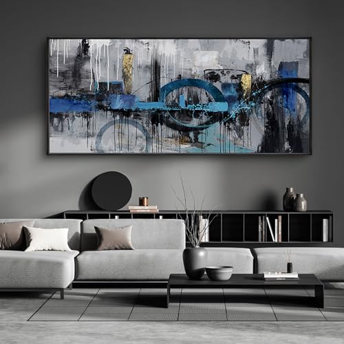 KLAKLA Extra Large Wall Art 86x29 Inches - Abstract Huge Canvas Picture Wall Decor Living Room Oversized Artwork for Walls Bedroom Office Decoration Modern Frame Wall Art - color: Grey Abstract - 3, size: 86x39
