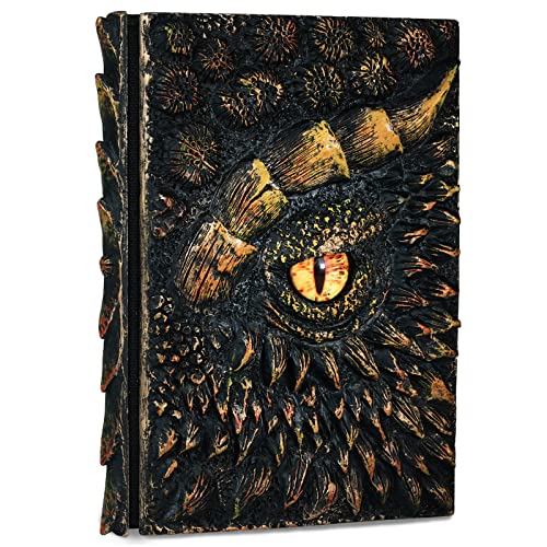molshine A5 (7.3" x 5.1") 3D Dragon Embossed Journal,Resin Engraving Notebook,Retro Diary,100 Sheets Blank Paper,Hardcover Travel Notepad for Writing,Sketchbook,Collection,Gift,Decoration (Gold) - color: Dragon Eye(Gold)