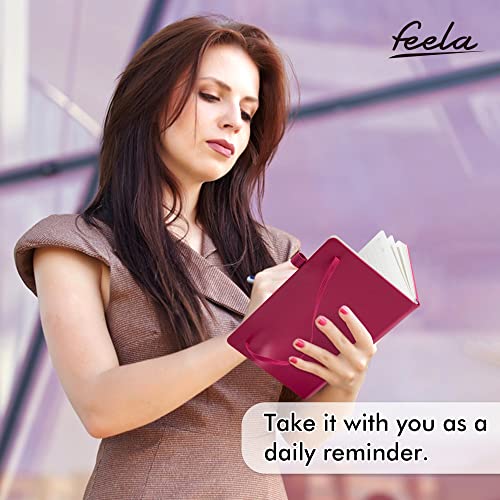 feela Hardcover Notebook For Work, Classic Ruled Lined Journal Set School Business Supplies, with 3 Black Pens, 120 GSM, 5.1”x8.3”, 3 Pack, A5, Solid Colors, Gray, Berry, Emerald - color: Gray, Berry, Emerald