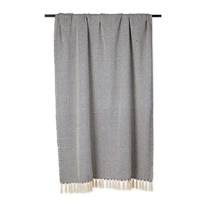 DII Rustic Farmhouse Cotton Chevron Blanket Throw with Fringe for Chair, Couch, Picnic, Camping, Beach, & Everyday Use, 50 x 60 - Urban Chevron French Blue - color: French Blue, size: 50x60"