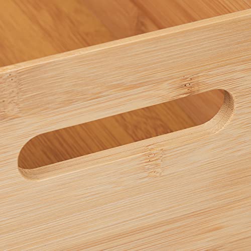 Relaxdays Storage Box, Stackable, Handles, H x W x D: 14 x 30 x 20 cm, Bamboo, Natural