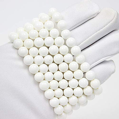 MJDCB Featured Men Women 8mm Beads Bracelet Elastic Natural Stone Yoga Bracelet Bangle 6.7" - color: White Shells