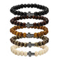 MILAKOO 5 Pcs Wooden Beaded Bracelet Bangle for Men and Women Elastic - style: Black Cross