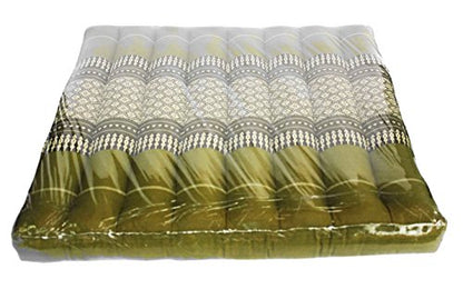 Floor Cushions Thai Cushion Meditation Zabuton Thai Style Soft Stuffed Filled Kapok Size 20"x20"x3" (Green)