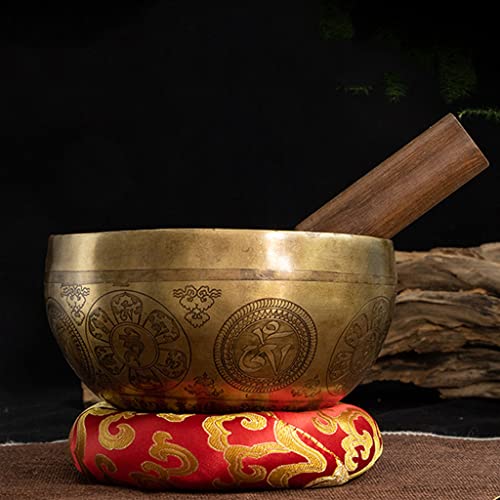 Singing Bowl Meditation Sound Bowl Handmade Carving Sound Therapy Bowl Carving Bowl Yoga Meditation Bowl for Healing